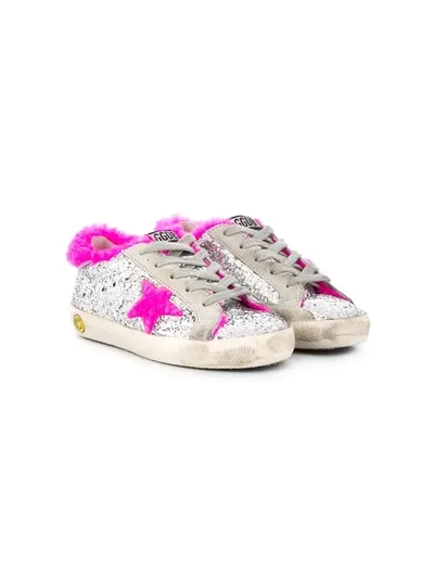 Golden Goose Kids' Superstar Glitter Sneakers In Silver