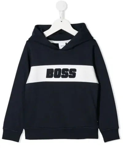 Hugo Boss Kids' Embroidered Logo Hoodie In Blue