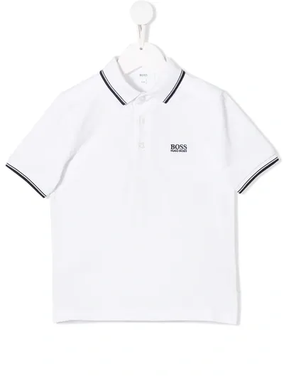 Hugo Boss Boys White Kids Logo Cotton Polo Shirt 4-16 Years 8 Years