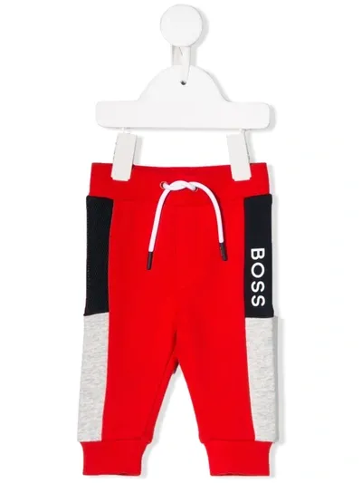 Hugo Boss Babies' Colour Block Track Pants In Red