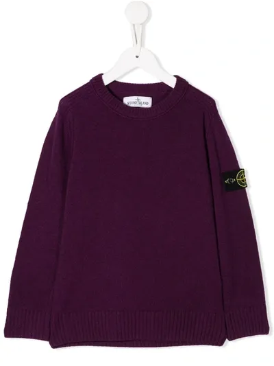 Stone Island Junior Kids' Logo Patch Jumper In Purple