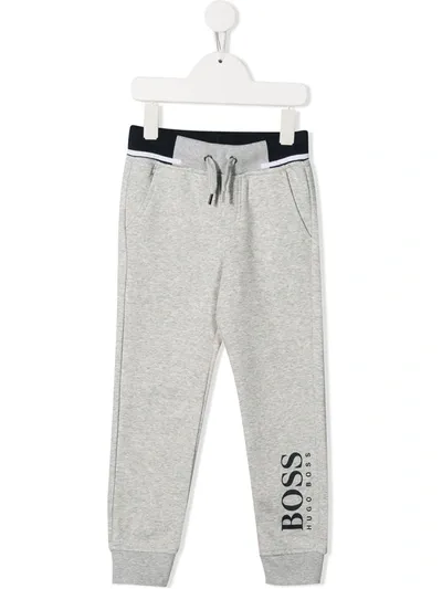 Hugo Boss Kids' Logo Print Track Pants In Grey