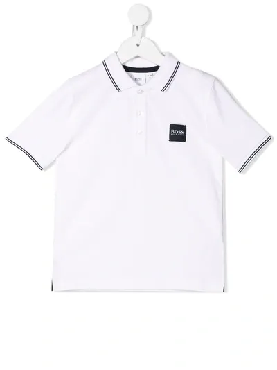 Hugo Boss Kids' Logo Patch Polo Shirt In White