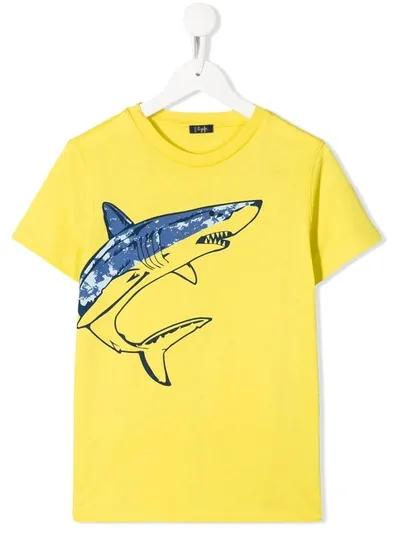 Il Gufo Kids' Shark Print T-shirt In Yellow