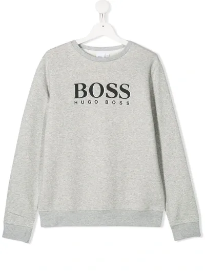 Hugo Boss Teen Logo Print Sweatshirt In Grey