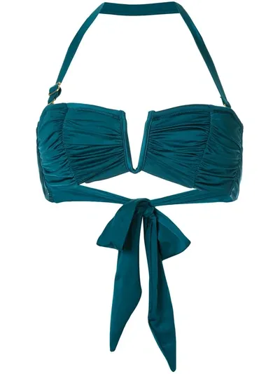 Duskii Océane Deep V Bikini Top In Blue