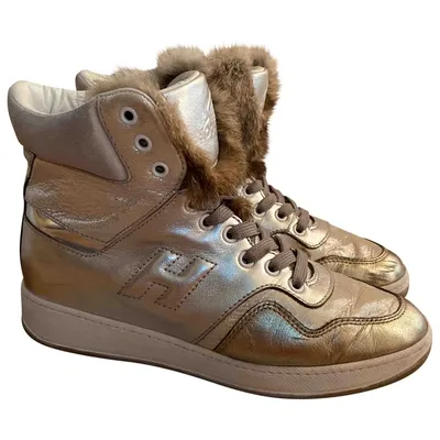 Pre-owned Hogan Leather Trainers In Metallic