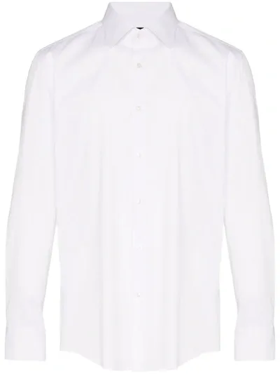 Hugo Boss Button-down Cotton Shirt In White