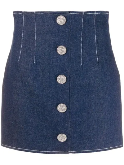 Giuseppe Di Morabito Embellished Cotton Denim Mini Skirt In Blue