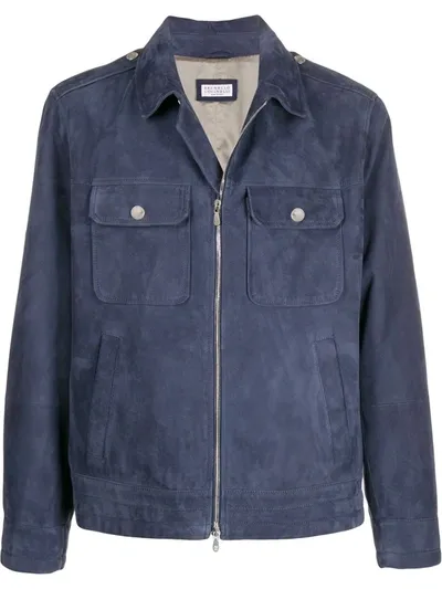 Brunello Cucinelli Jacke Mit Mehreren Taschen In Blue