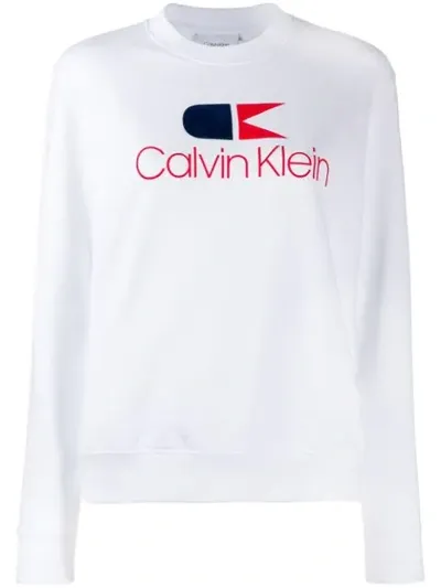 Calvin Klein White Sweatshirt With Contrast Vintage Logo