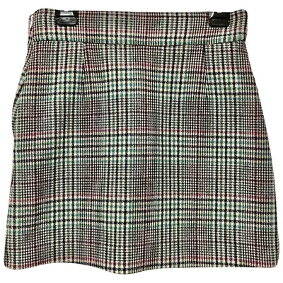 Pre-owned Sandro Fw18 Wool Mini Skirt In Green