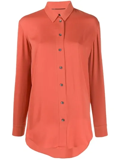 Calvin Klein Plain Long Sleeve Shirt In Orange