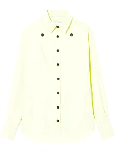 Proenza Schouler White Label Contrast Button Long Sleeve Button Down Shirt In Green