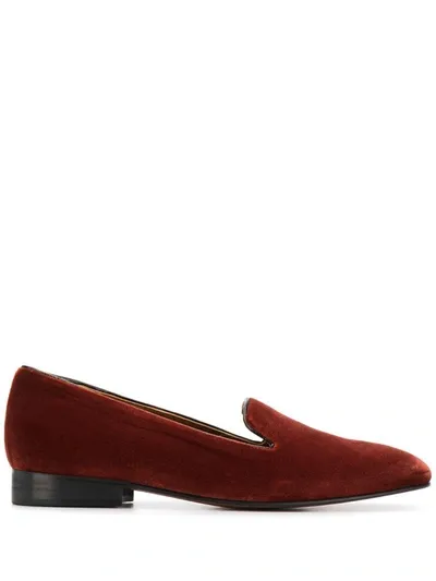 L'autre Chose City Velvet Loafers In Red