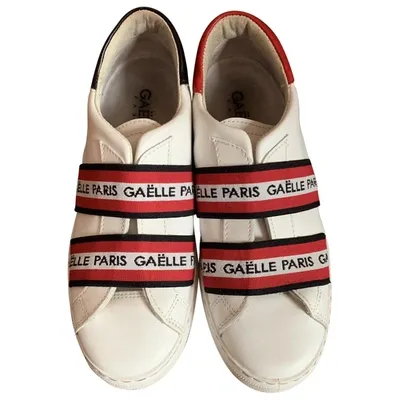 Pre-owned Gaelle Paris Leather Trainers In White