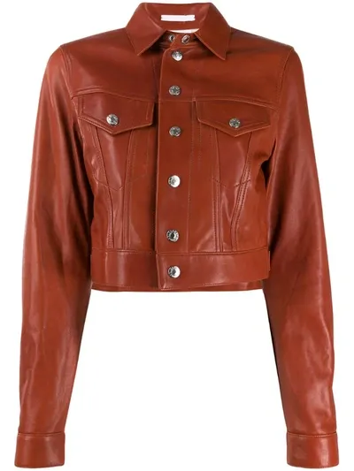 Helmut Lang Point-collar Cropped Jacket In Red