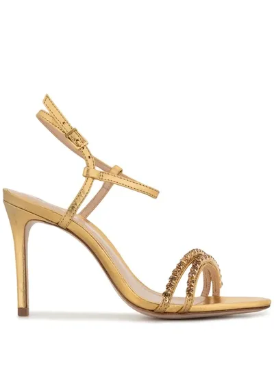 Schutz Strass Metallic Sandals In Gold