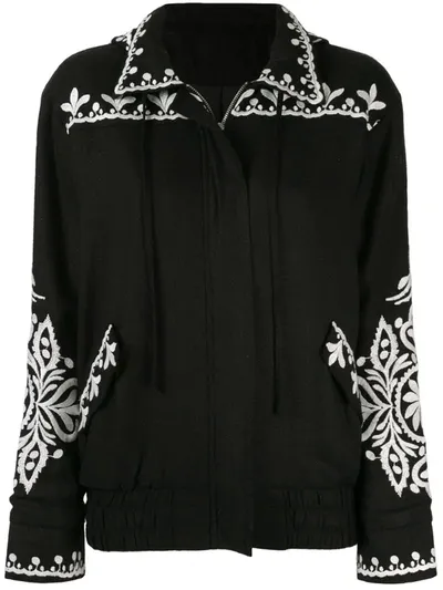 We Are Kindred Positano Embroidered Bomber Jacket In Black