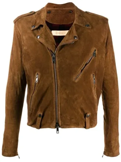 Giorgio Brato Chiodo Washed Leather Jacket In Brown