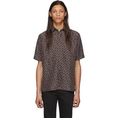 Fendi Karligraphy Short-sleeved Silk Shirt In Brown