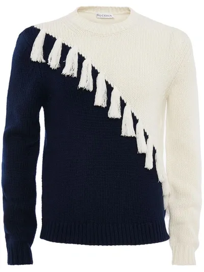 Jw Anderson Colourblock Tassel Cashmere Jumper In White