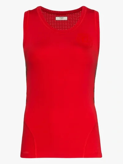 Fendi Ff Motif Print Tank Top In Red