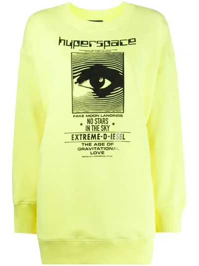 Diesel Long Sleeve Logo Sweater In Yellow