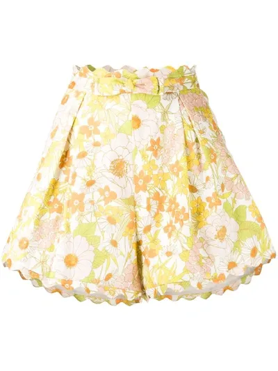 Zimmermann Pink Meadow Shorts In Green