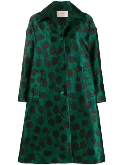 La Doublej X Mantero Moses Verde Satin Boxy Coat In Green