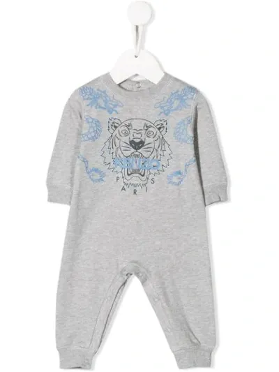 Kenzo Babies' Dragon & Tiger Graphic Coverall, Size 6-18 Months In Gray