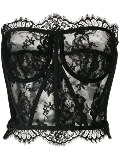 Dolce & Gabbana Grosgrain-trimmed Lace Bustier Top In Black