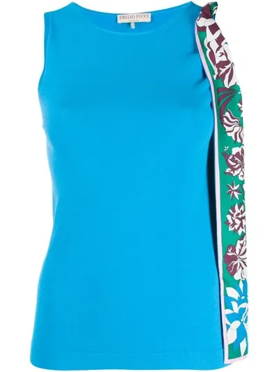 Emilio Pucci Vahine Print Silk Scarf Tank In Blue