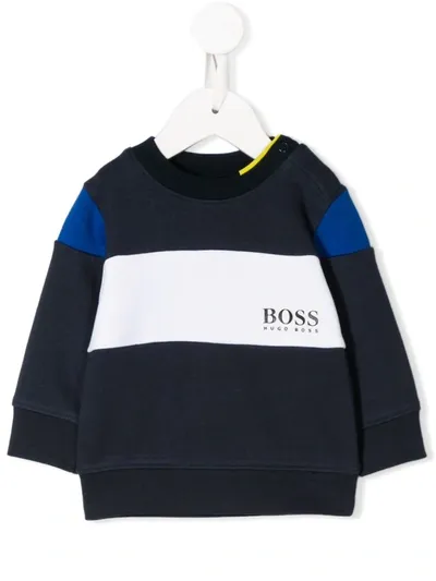 Hugo Boss Kids' Contrast Panel Knit Jumper In Blue