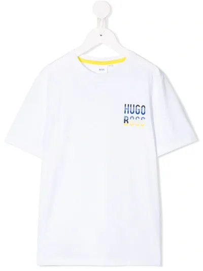 Hugo Boss Kids' Logo Print T-shirt In White