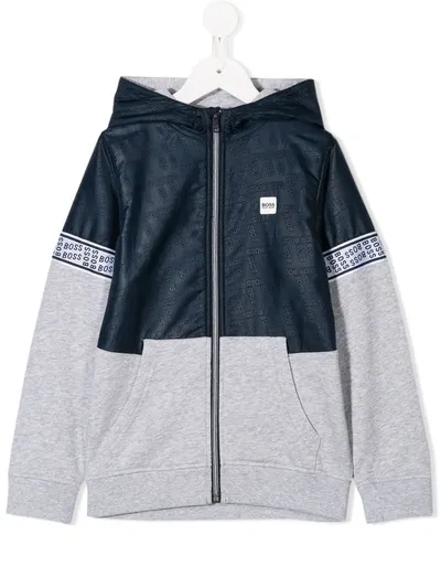 Hugo Boss Kids' Panelled Hoodie In Blue