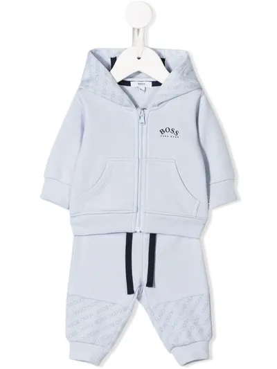 Hugo Boss Babies' T-shirt And Sweatshirt Set In Blue ,white