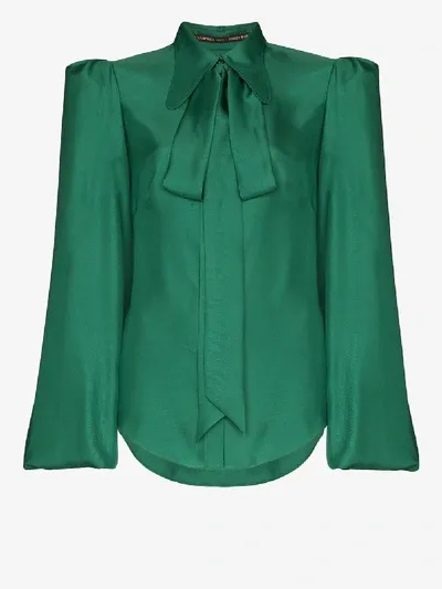 The Vampire's Wife Bell Sleeve Tie-neck Blouse In Green