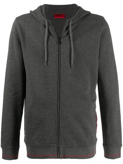 Hugo Full-zip Cotton Hoodie In Grey