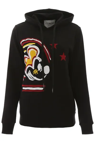 Iceberg Mickey Mouse Hoodie In Black