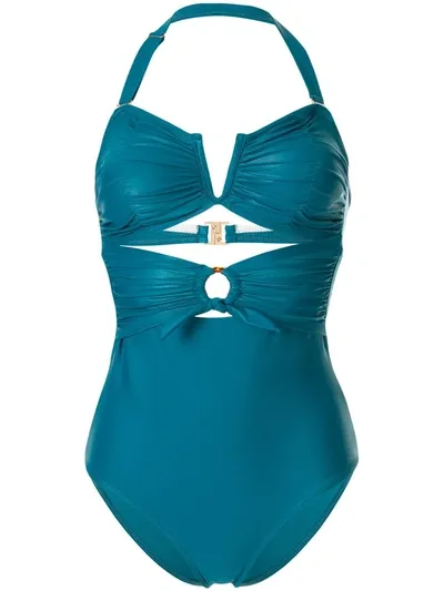 Duskii Océane Ruched Waist Swimsuit In Green