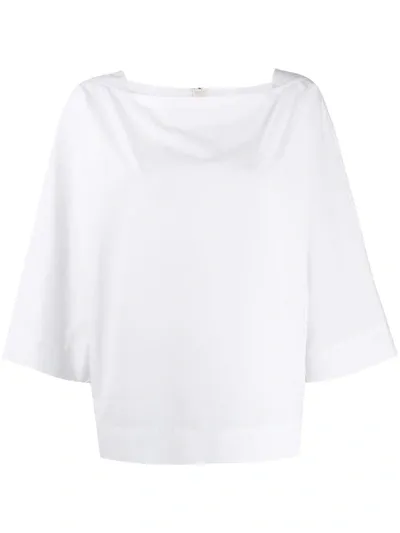 Marni Boat Neck Boxy Blouse In White