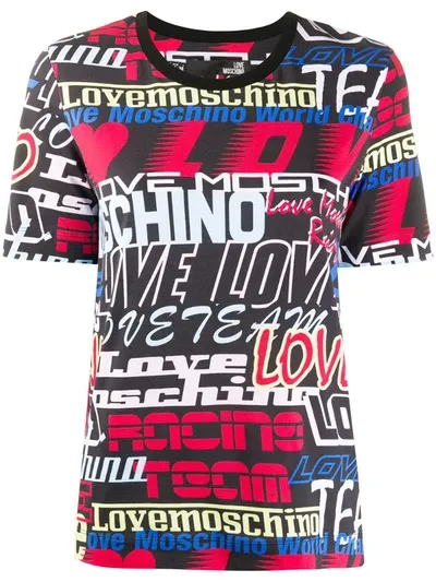 Love Moschino All-over Logo Print T-shirt In Black