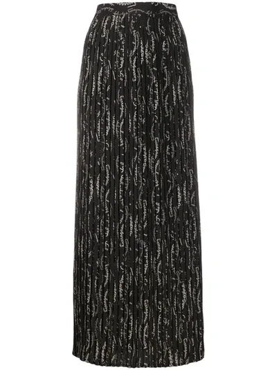 Ferragamo Logo Printed Skirt In Black