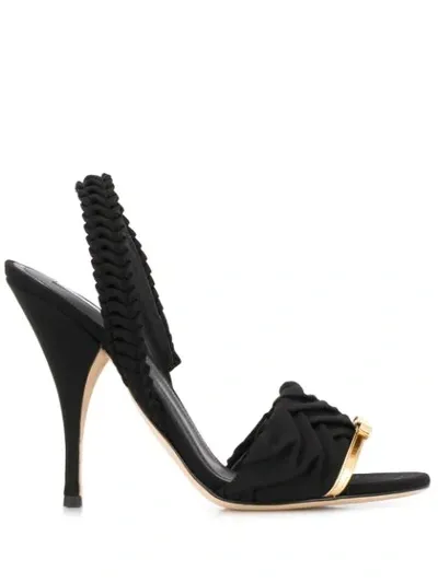 Marco De Vincenzo Wrinkled Bow-detail Sandals In Black