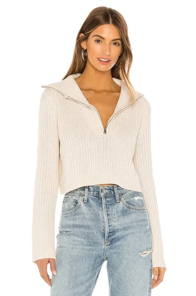 Tularosa Lovelle Zip Up Sweater In Cream