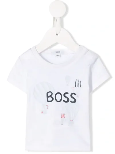 Hugo Boss Babies' Crew Neck Balloon Print T-shirt In White