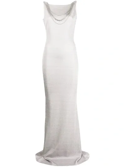 Just Cavalli Shimmer Evening Gown In Metallic