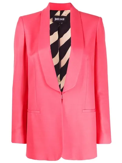 Just Cavalli Shawl-lapel Single Breasted Blazer In Pink