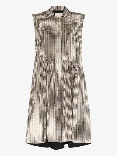 Brøgger Hella Panelled Gingham Dress In Black